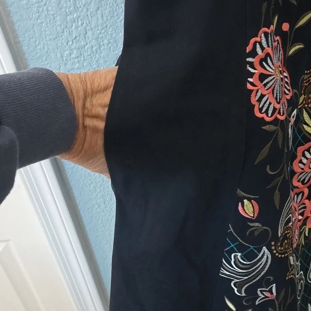 Anthropologie Moulinette Soeurs Embroidered Perennial Dress Black Floral Sz 10 - Picture 13 of 14